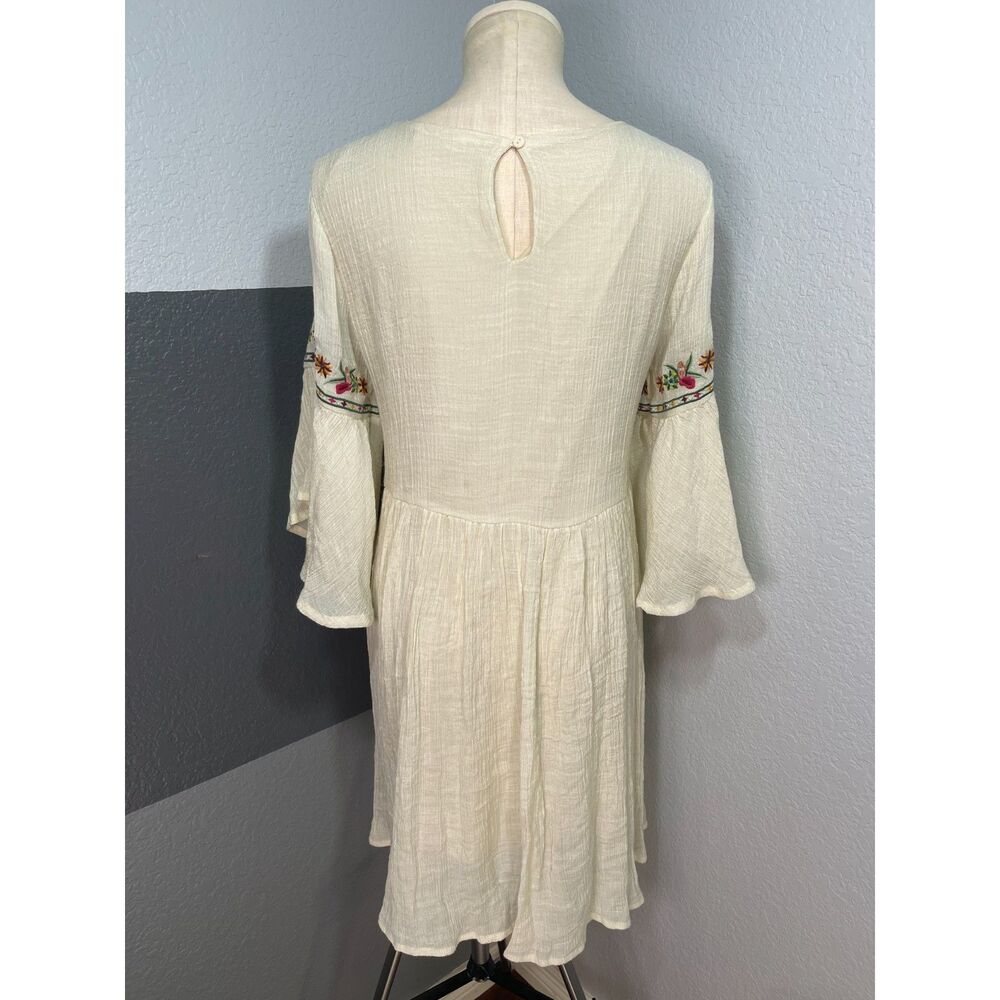 Altar'd State Embroidered Floral Bell Sleeve Boho Dress Small Cream Cottagecore - Picture 2 of 12